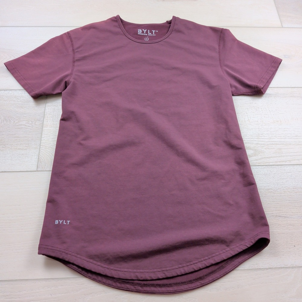 BYLT Premium Basics Lux Drop Cut Tee Mens Small Burgundy Maroon Short Sleeve Top